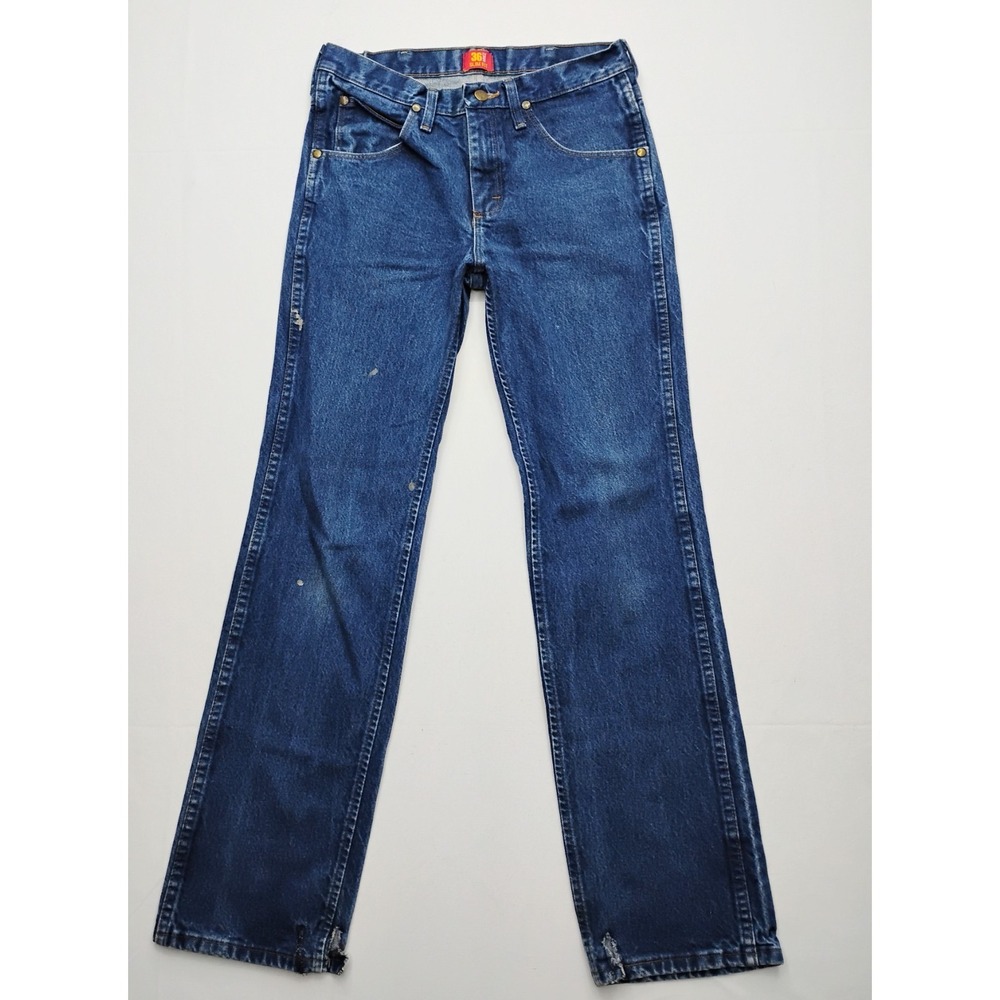 Wrangler 36 MWZ Slim Fit Jeans Mens 29X32 Blue Denim Straight Leg Western Retro